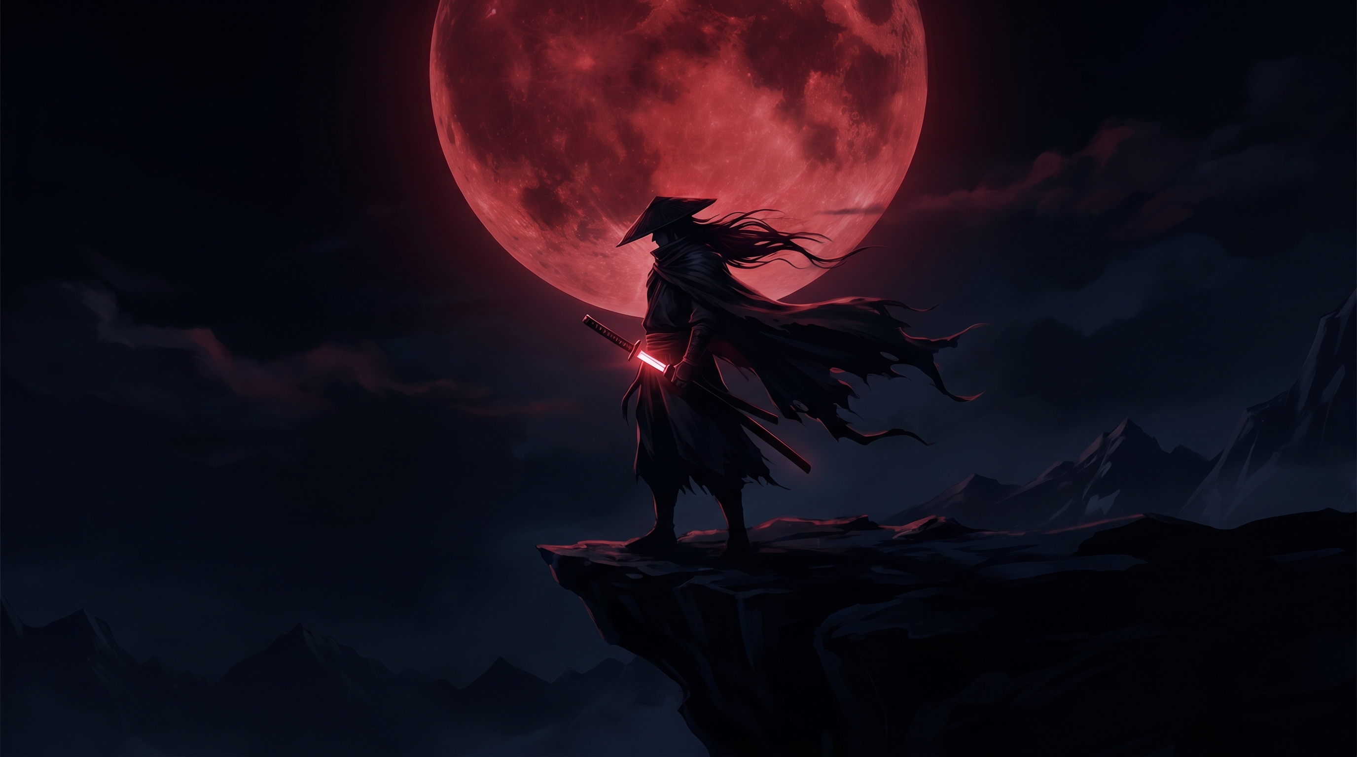 Ronin On Cliff Night